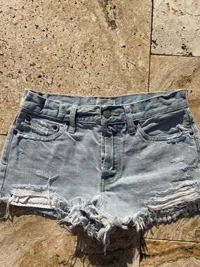 We The Free Light Blue Distressed Denim Cutoff Shorts